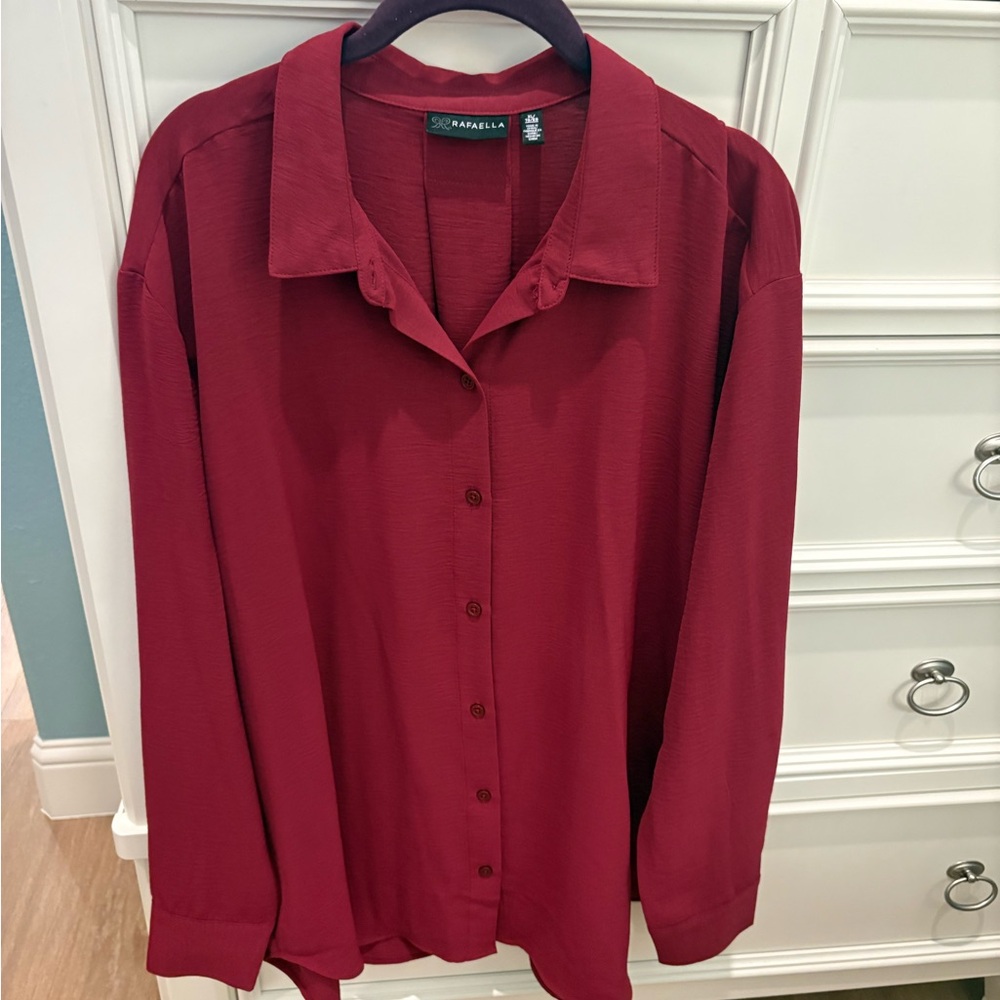 Rafaella Deep Red Casual Button Down Shirt
